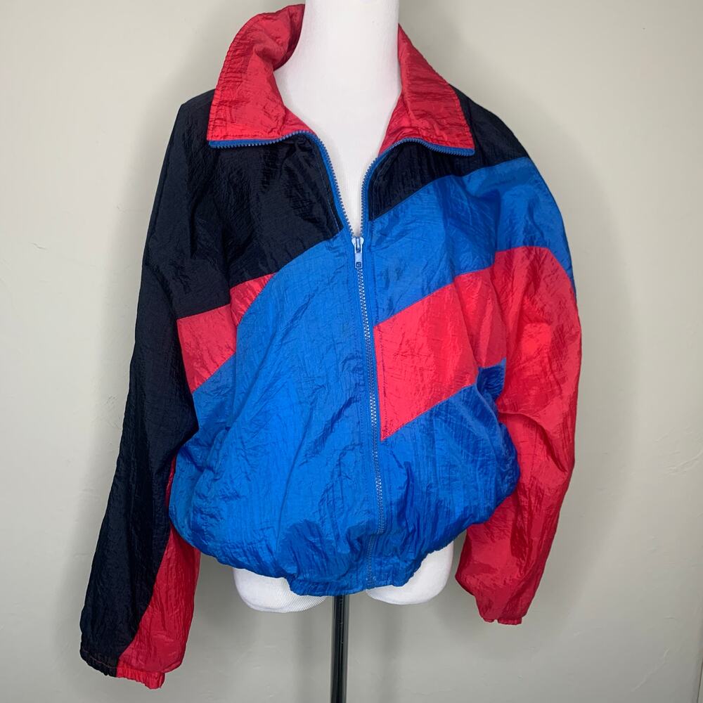 Vintage Colorblock Nylon Windbreaker Jacket Sz Large